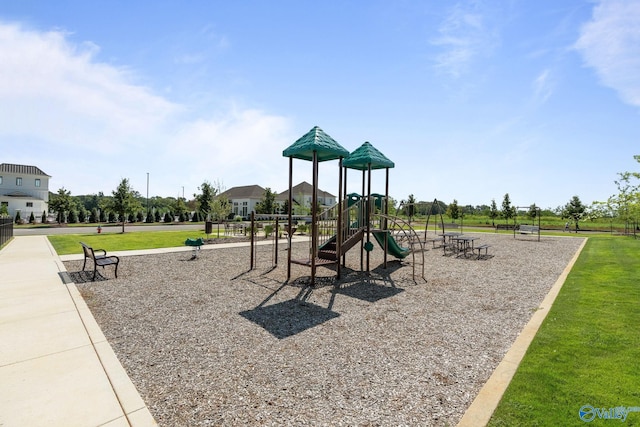 view of play area featuring a yard