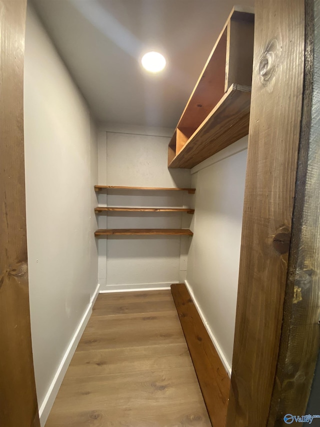 walk in closet with hardwood / wood-style flooring