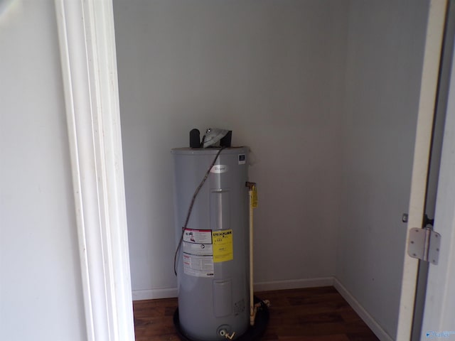 utility room with electric water heater