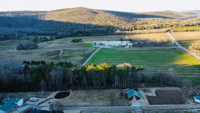 bird's eye view with a mountain view and a rural view