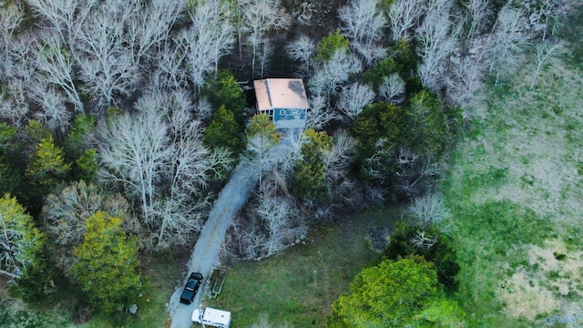 bird's eye view with a view of trees