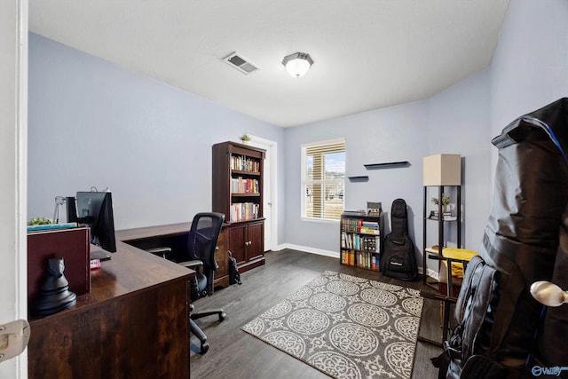 home office with light wood-type flooring