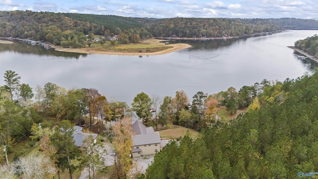 bird's eye view featuring a water view