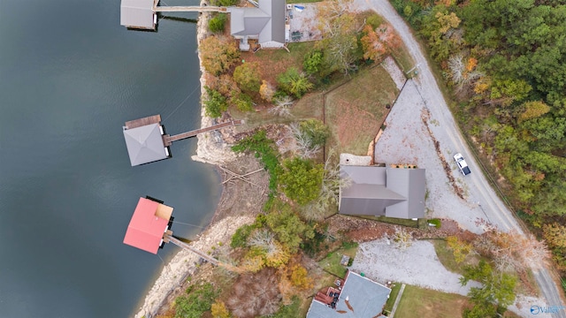 bird's eye view featuring a water view