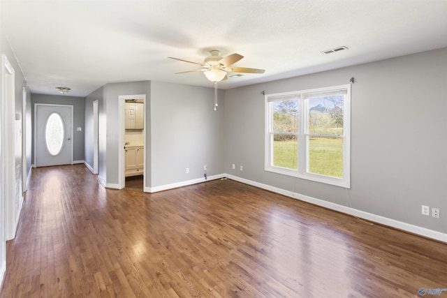 15766 Alabama Highway 79, Scottsboro, AL 35768 - entrance foyer with ceiling fan, wood finished floors, and baseboards