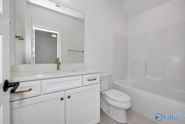 full bathroom featuring vanity, toilet, and shower / bath combination