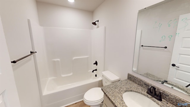 full bathroom with vanity, toilet, and shower / bath combination