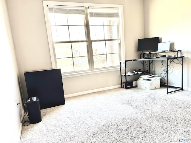 view of carpeted home office