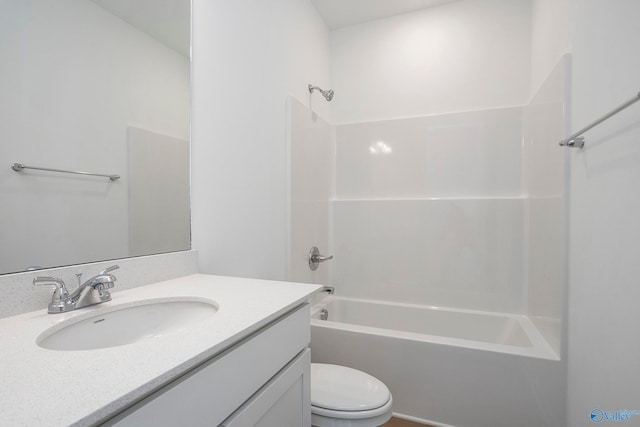 full bathroom with vanity, toilet, and tub / shower combination