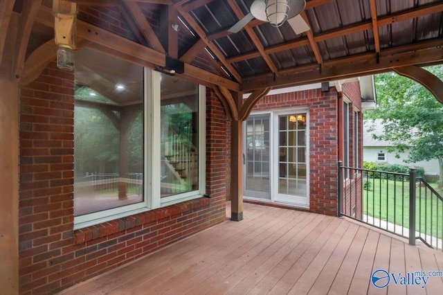 deck featuring ceiling fan