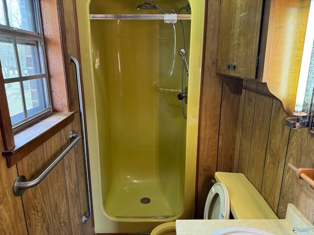 full bath with a stall shower, a wealth of natural light, and toilet