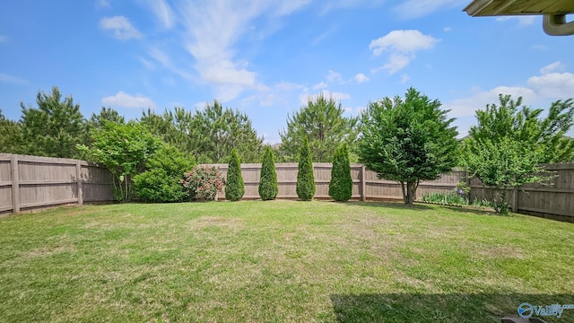 view of yard featuring a fenced backyard