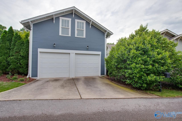 exterior space featuring a garage