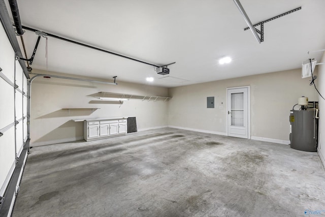 164 Moore Farm Cir NW, Huntsville, AL 35806 - garage with baseboards, a garage door opener, electric panel, and electric water heater