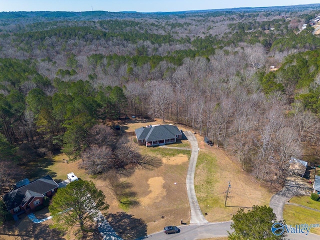 bird's eye view with a view of trees