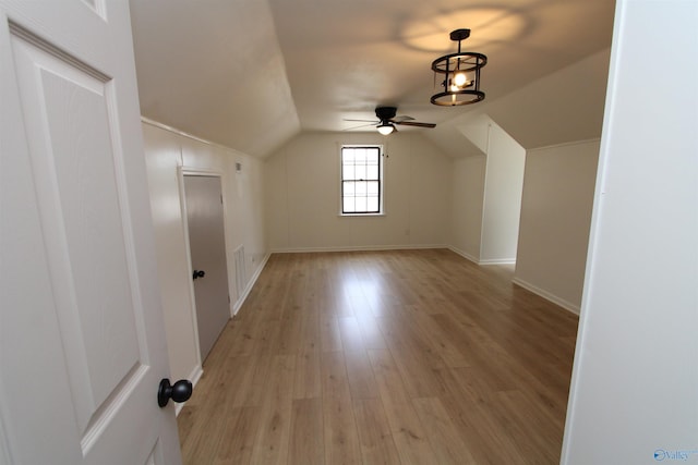 233 Shaw Rd NW, Hartselle, AL 35640 - bonus room with light wood-style flooring, a ceiling fan, baseboards, and lofted ceiling
