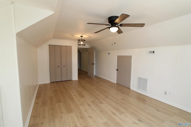 233 Shaw Rd NW, Hartselle, AL 35640 - bonus room featuring vaulted ceiling, light wood-type flooring, ceiling fan, and baseboards