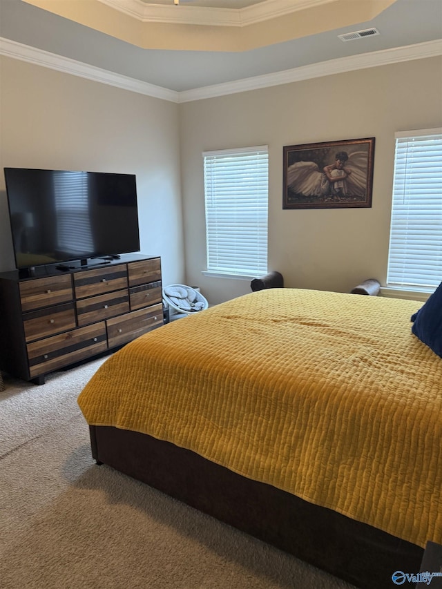 115 Richard Rd NE, Huntsville, AL 35811 - bedroom with a tray ceiling, multiple windows, visible vents, and carpet flooring