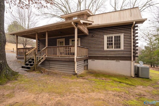 log home with cooling unit