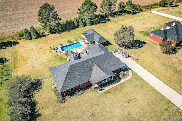 drone / aerial view with a rural view