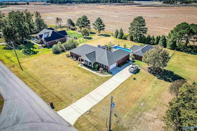 aerial view with a rural view