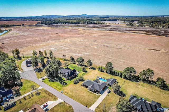 drone / aerial view with a rural view