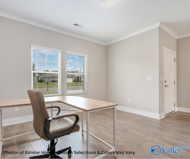 1112 Hine St, Athens, AL 35611 - office featuring crown molding and light wood-type flooring