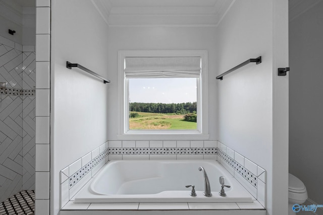 254 Whitlow Rd, Decatur, AL 35603 - full bathroom featuring ornamental molding, a bath, and tiled shower