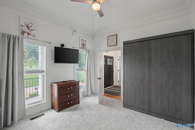 254 Whitlow Rd, Decatur, AL 35603 - bedroom with ornamental molding, carpet floors, and ceiling fan