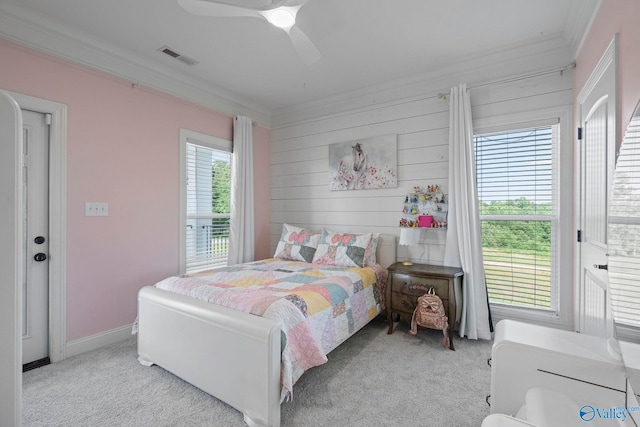 254 Whitlow Rd, Decatur, AL 35603 - bedroom featuring ornamental molding, light carpet, and ceiling fan