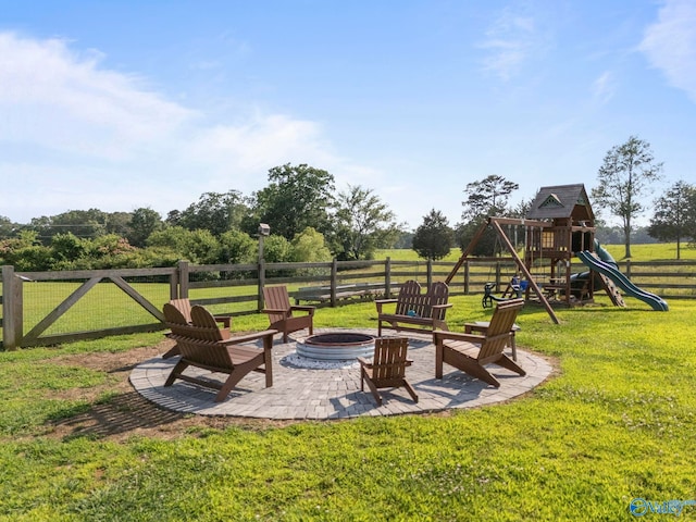 254 Whitlow Rd, Decatur, AL 35603 - view of yard featuring an outdoor fire pit and a playground
