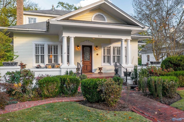 view of front of property with a porch