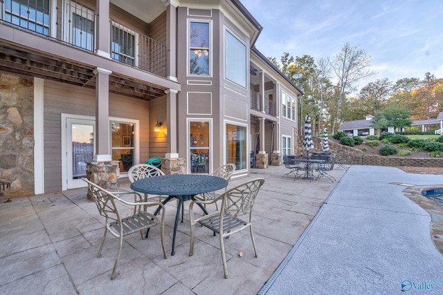 view of patio / terrace featuring a balcony