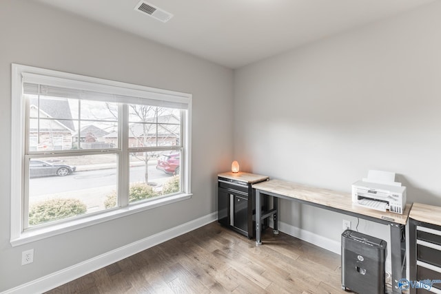 office area featuring hardwood / wood-style flooring