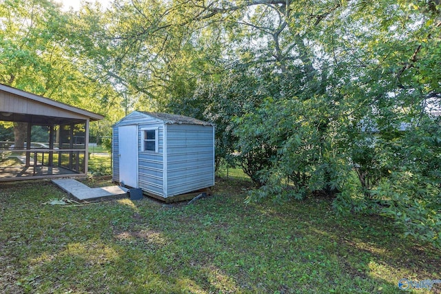 view of shed featuring a sunroom