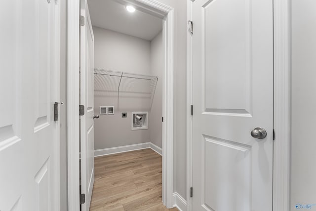 162 River Pointe Dr, New Market, AL 35761 - laundry area featuring laundry area, hookup for an electric dryer, light wood finished floors, washer hookup, and baseboards