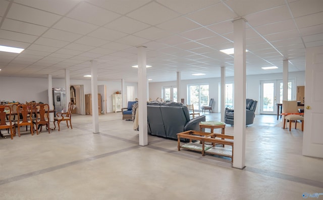 interior space featuring a drop ceiling