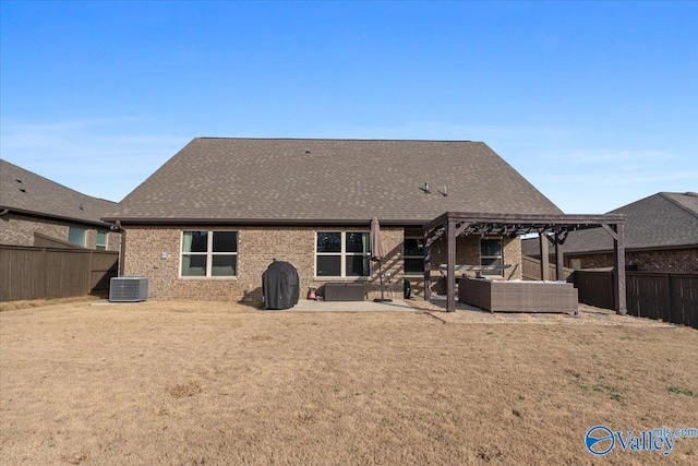 back of house with a pergola, a patio area, and outdoor lounge area