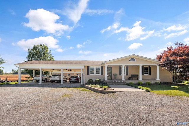 199 Ford Chapel Dr, Harvest, AL 35749 - view of front of property featuring gravel driveway, ceiling fan, and a porch