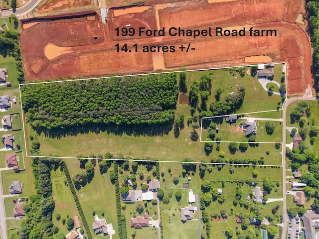 199 Ford Chapel Dr, Harvest, AL 35749 - aerial view of property and surrounding area featuring property parcel outlined