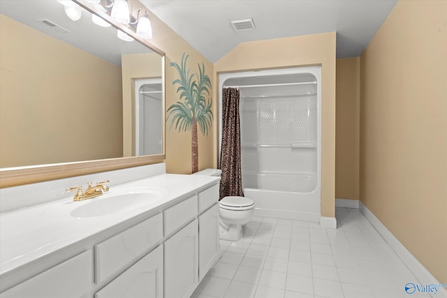 bathroom with toilet, tile patterned floors, visible vents, and vanity