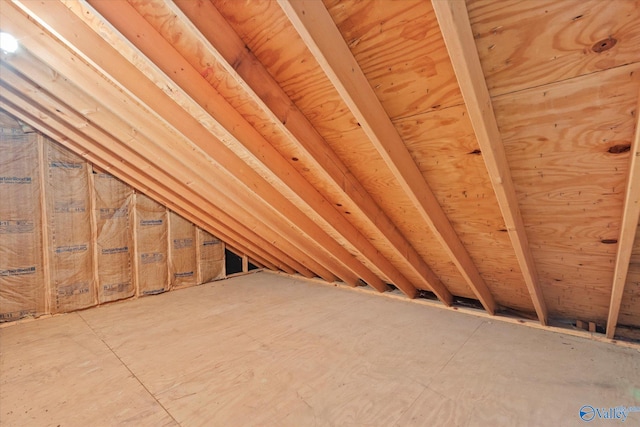 view of unfinished attic