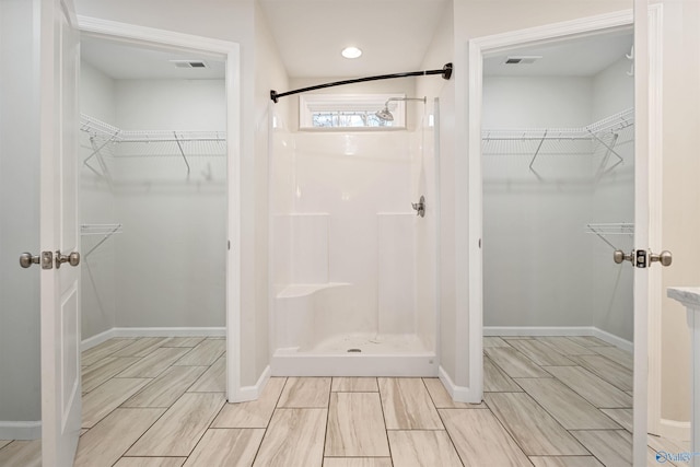 bathroom featuring a shower