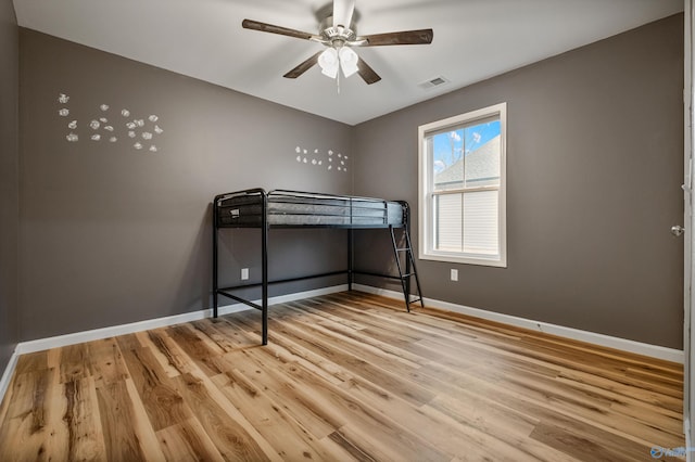 unfurnished bedroom with light hardwood / wood-style floors