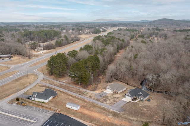 birds eye view of property with a mountain view