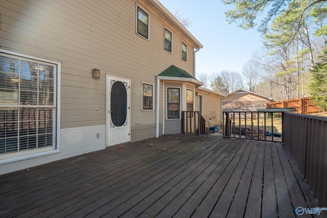 wooden deck featuring fence