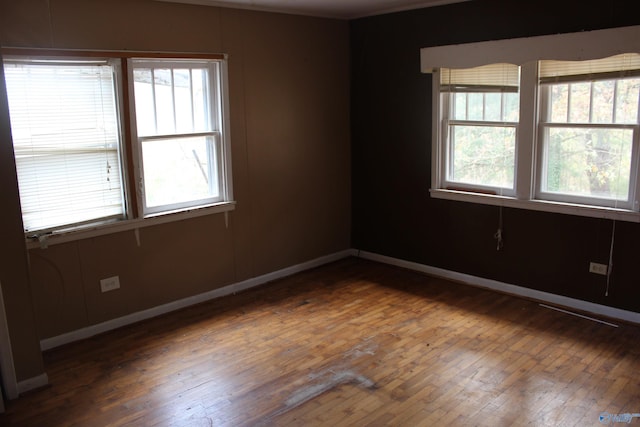 spare room with dark hardwood / wood-style floors and a healthy amount of sunlight