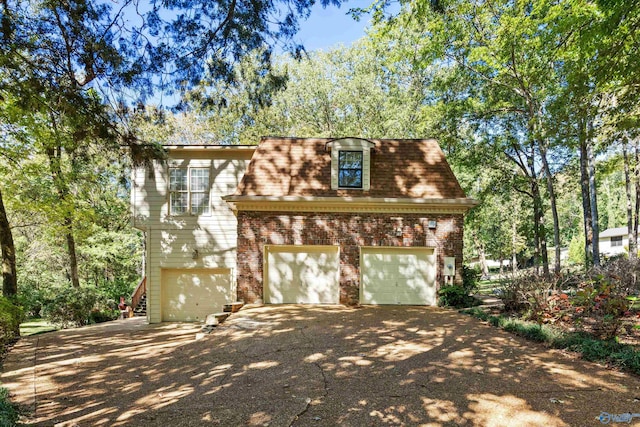 exterior space featuring a garage