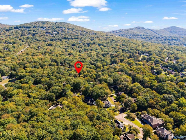 drone / aerial view featuring a mountain view