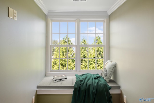 interior space featuring a wealth of natural light and ornamental molding